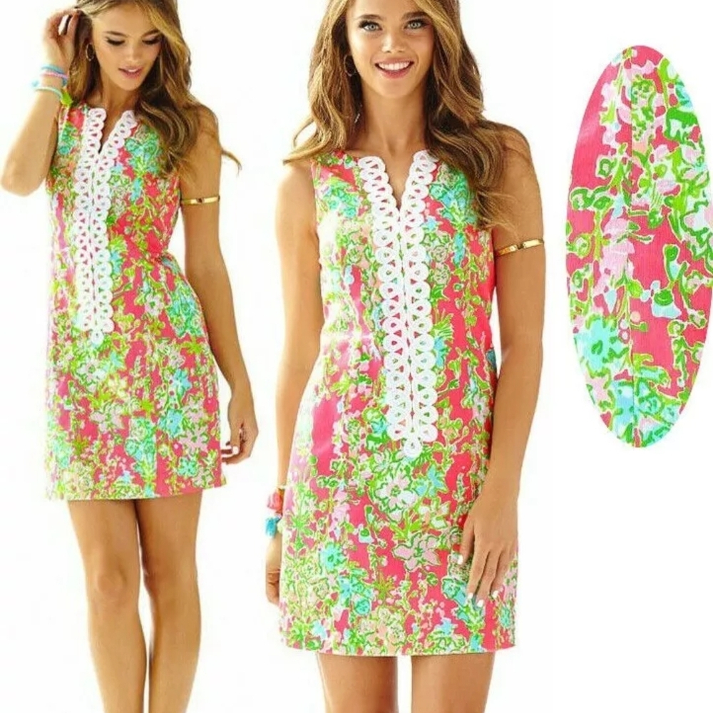 Lilly Pulitzer White and Pink Embellished Mini Sundress